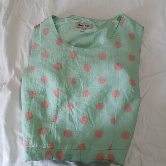 Sweet Miss Large Mint Green & Pink Polka Dot Fit and Flare Dress sz Large - Picture 6 of 13